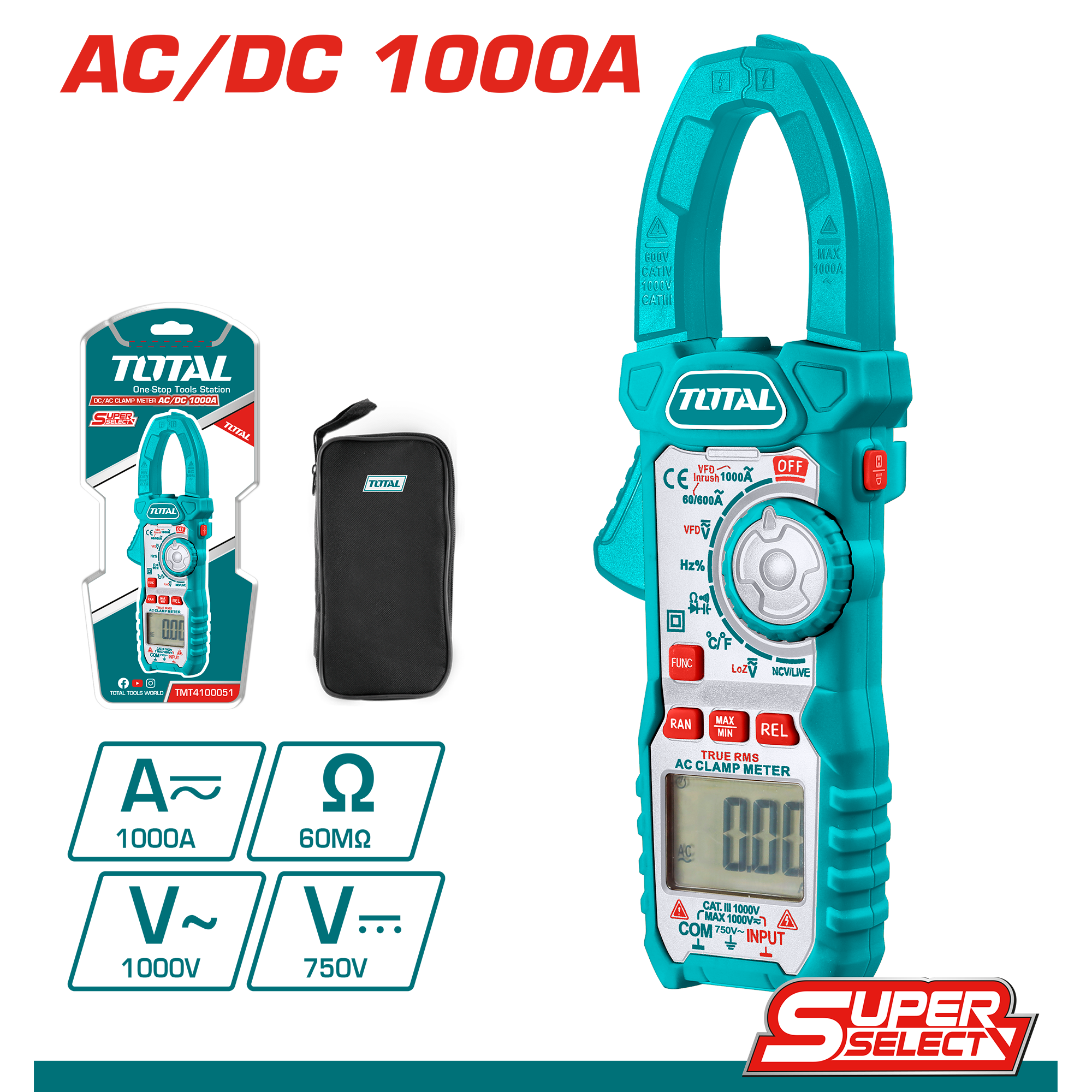 CLAMP METER 1000 AMP AC/DC