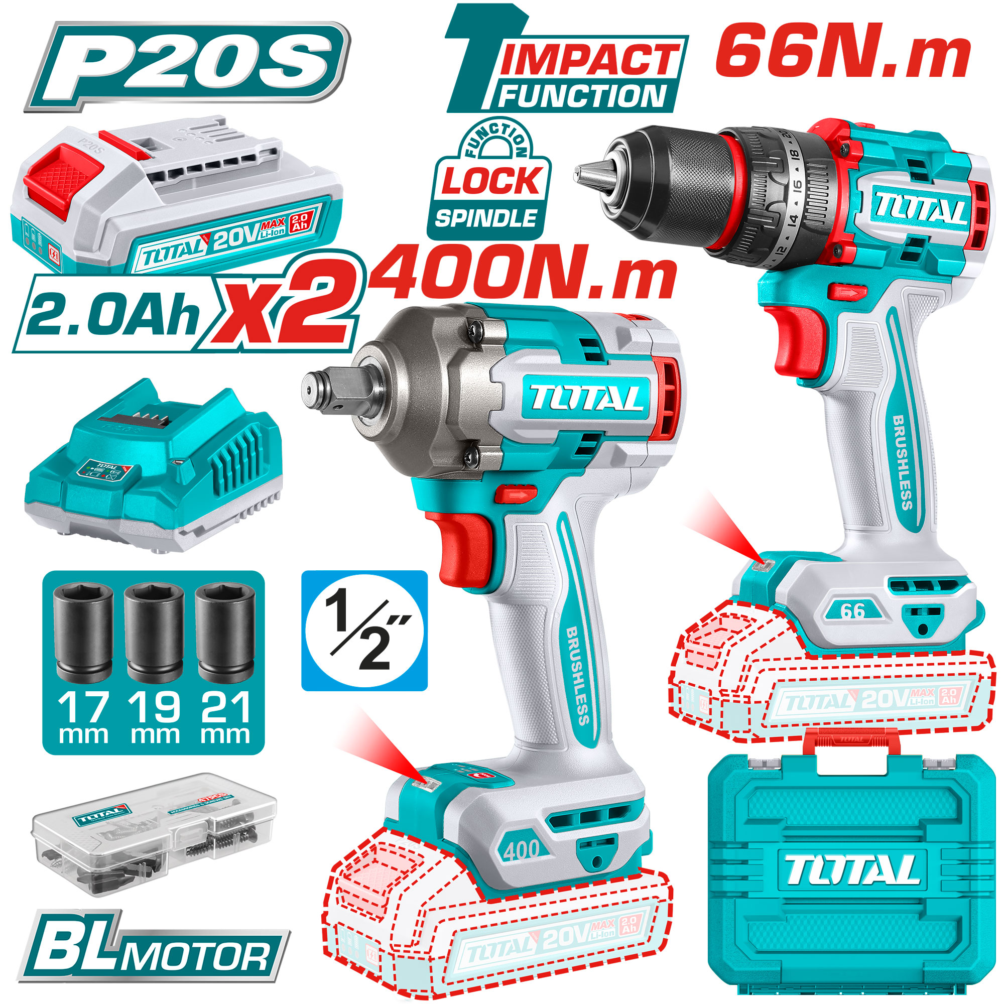 CORDLESS COMBO KIT 20 VOLT WTH BATTERIES