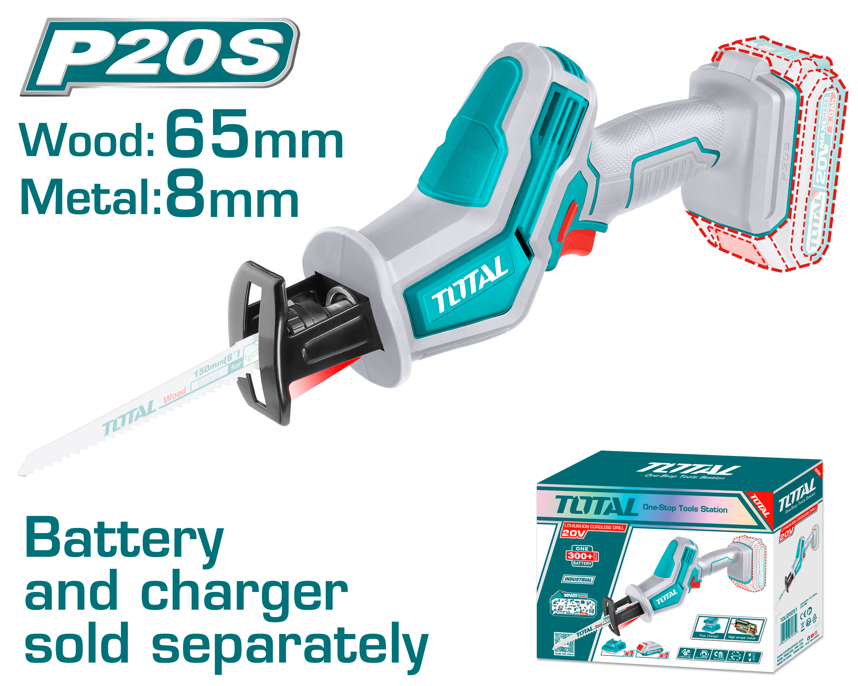CODLESS MINI RECIPROCATING SAW WITHOUT BATTERY AND CHARGER