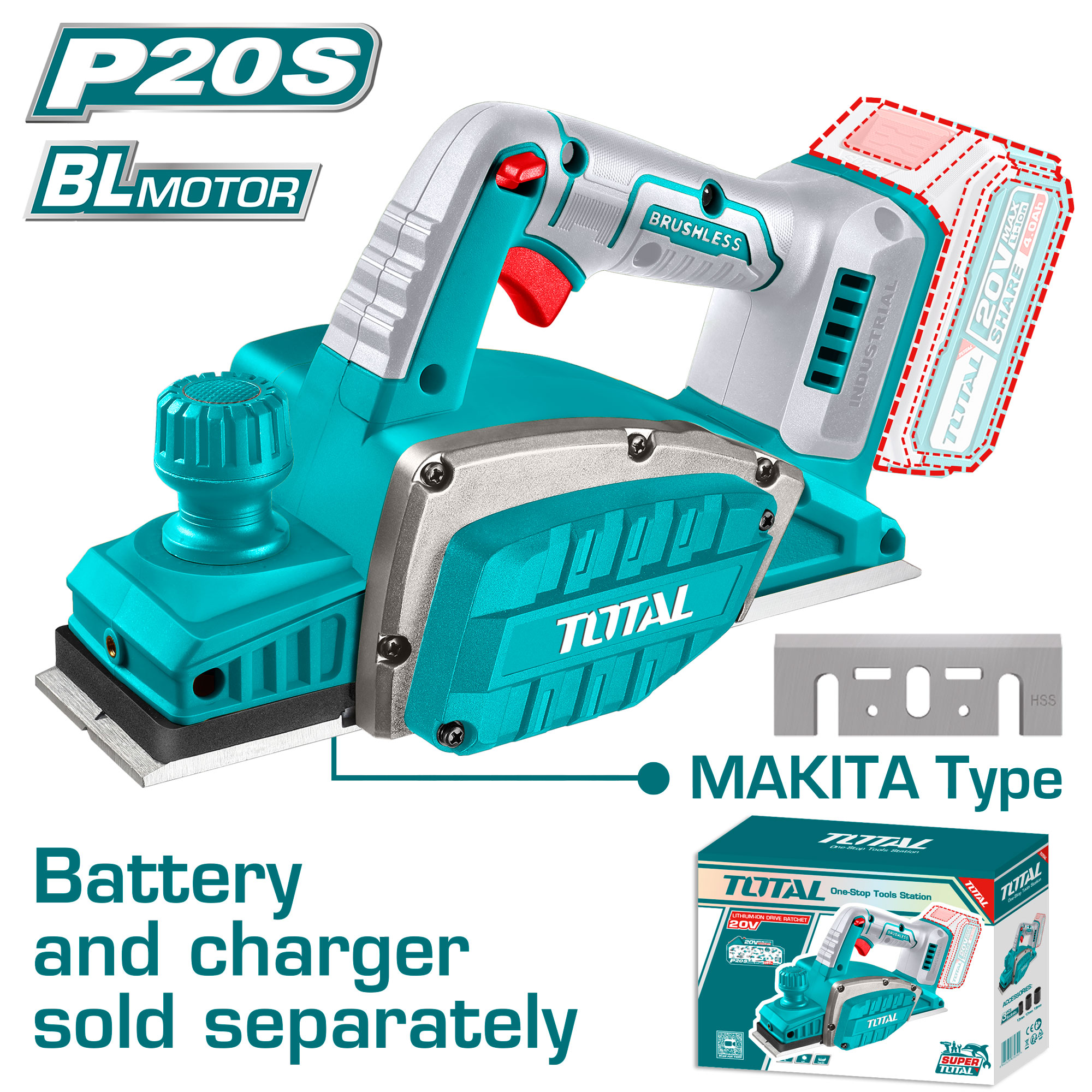 CORDLESS PLANER WITHOUT BATTERY AND CHARGER