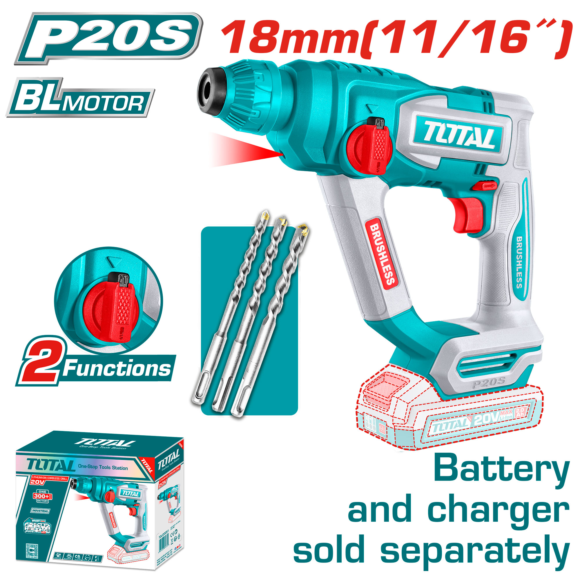 CORDLESS BRUSHLESS ROTARY HAMMER 18 ML WITHOUT BATTERY AND CHARGER