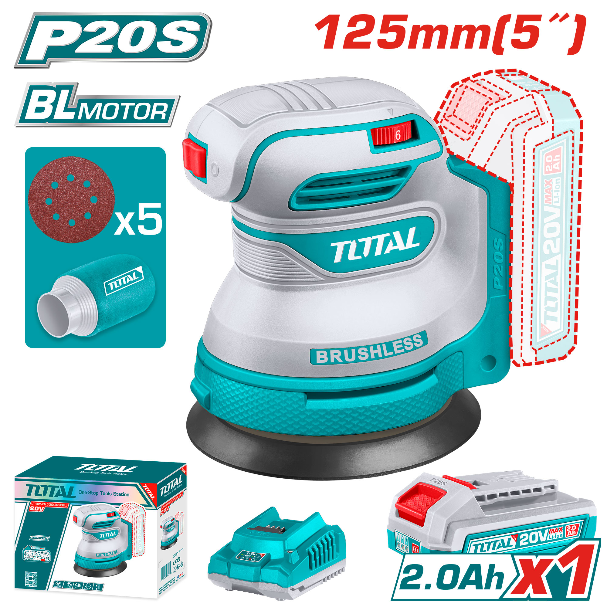 BATTERY ROTARY SANDER 20 VOLT WITH BATTERY AND CHARGER