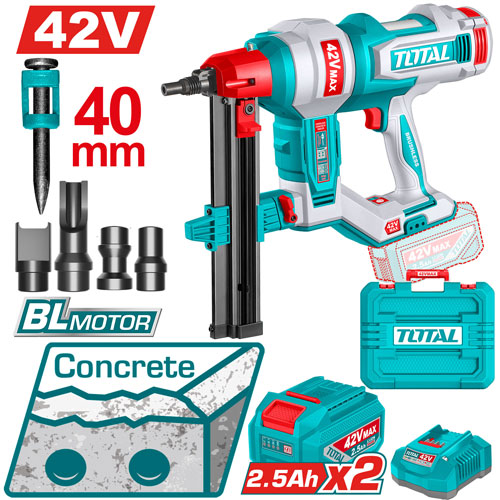 CORDLESS CONCRETE NAILER 42V WITH 2 BATTERIES AND CHARGER